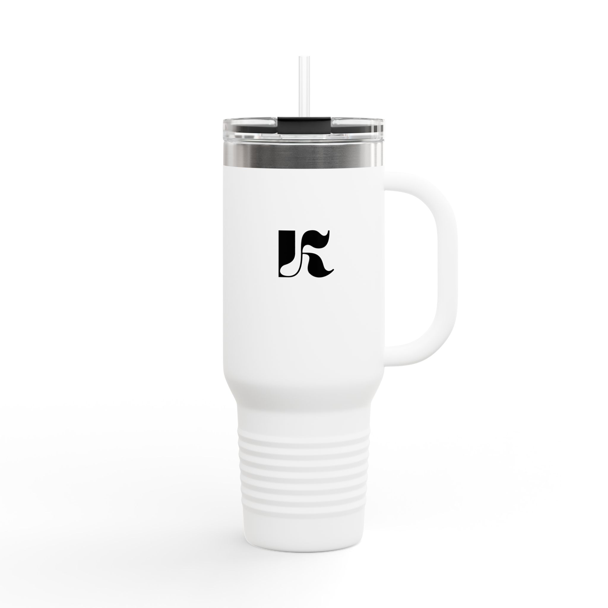 40oz Denkyne Insulated Travel Mug — White Stainless Tumbler with Handle - Image 3