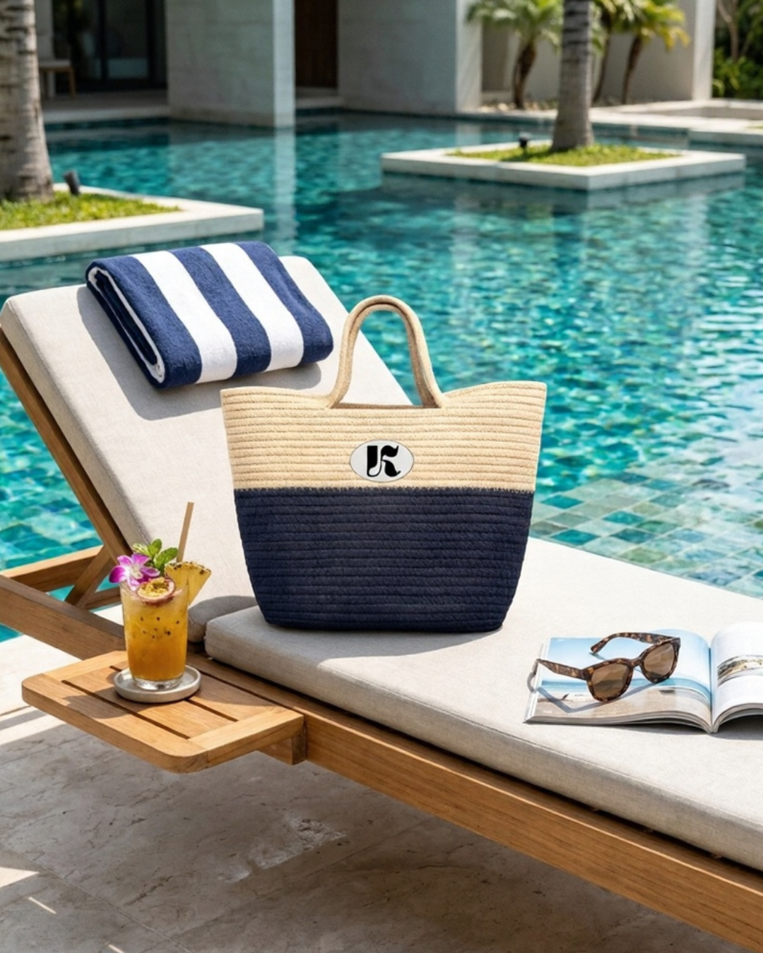 Denkyne Handwoven Straw Bag - Image 3